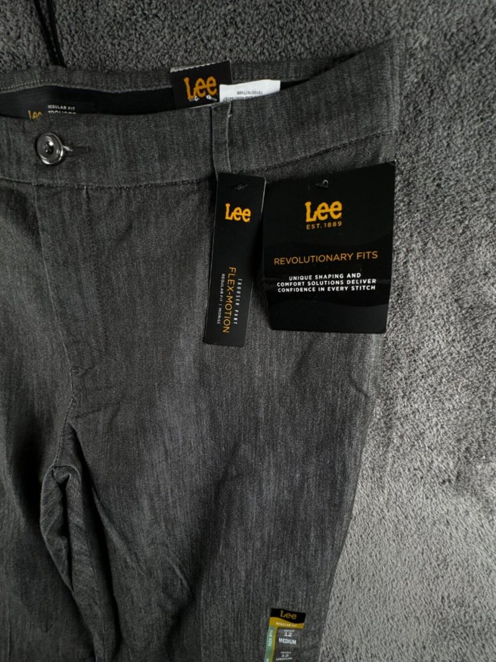 NWT Lee Women Flex Motion Trouser Pant Mid Rise Gray Size 12M Adult Stretch - Picture 3 of 11